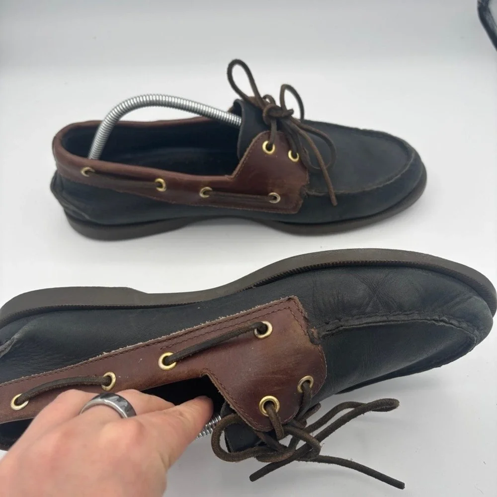 Sperry Boat Shoes Mens 11.5 Black Navy Brown Leather Authentic Original Preppy